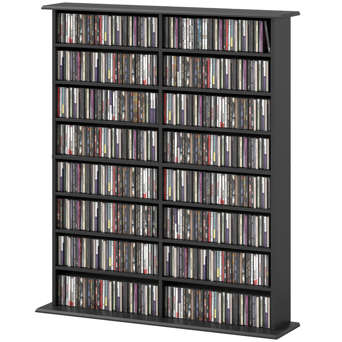 8-Tier DVD Shelf with 12 Adjustable Shelves, Holds 720 CDs, 396 DVDs or 396 Blu-rays