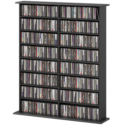 8-Tier DVD Shelf with 12 Adjustable Shelves, Holds 720 CDs, 396 DVDs or 396 Blu-rays