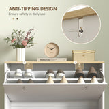 2 Drawers Shoe Storage Cabinet with Adjustable Shelves for 16 Pairs of Shoes