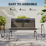 Banc berçant d'extérieur, Chaise berçante de patio 2 personnes, Banc balançoire de canapé de jardin d'extérieur avec tissu maille respirant, cadre en acier pour cour
