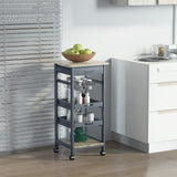 Rolling Kitchen Island Cart, Mobile Utility Storage Cart with Drawer, Removable Tray