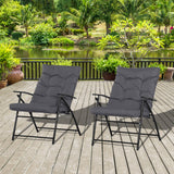 Ensemble 2 chaises pliantes extérieures dossier ajustable, chaises camping rembourées pour événements