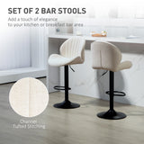 Ensemble de 2 tabourets de bar, Tabourets pivotants avec dossier, hauteur ajustable et repose-pieds pour îlot de cuisine