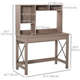 Bureau d'ordinateur avec étagère supérieure, Table de bureau à domicile avec étagères de rangement et compartiments ouverts pour l'écriture