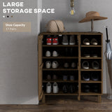 Meuble à chaussures avec double porte et étagères ouvertes, meuble de rangement pour chaussures de 17 paires pour entrée et couloir