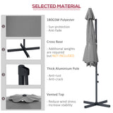 10 FT Cantilever Umbrella, Aluminum Hanging Offset Umbrella with 360°Rotation, Tilt