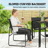 7 Pieces Outdoor Dining Set for 6, Glass Patio Table and Chairs with Decorative Armrests, All Weather Mesh