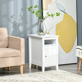 Wooden3-Tier Modern Nightstand with Pullout Shelf, Adjustable Open Shelf, and Door Cabinet