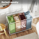 Laundry Hamper with Wheels, 160L Laundry Basket with 4 Removable Bags for Bedroom