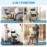 Rolling Shower Chair, Bedside Commode Chair with Wheels