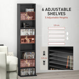 Media Storage Cabinet, 9-Tier Tall Narrow DVD Shelf with 6 Adjustable Shelves