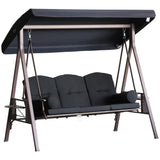 3 Seater Porch Swing Heavy Duty Outdoor Swing Chair Outdoor Lounge Hammock Cushioned Seat W/ Tilt Canopy