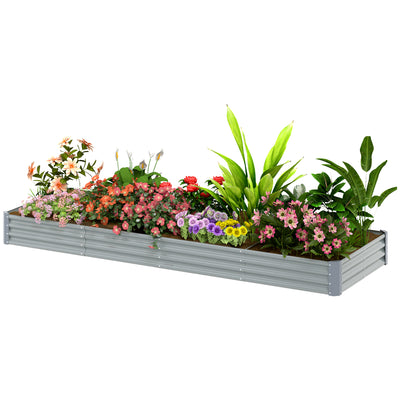 12 x 4 x 1ft Galvanized Raised Garden Bed, Reinforced Outdoor Planter Box with Open Bottom
