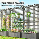 Wood Planter with Trellis for Vine Climbing, Raised Garden Bed