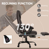 6-Point Vibration Massage Chair, Height Adjustable Reclining Computer Chair with Retractable Footrest