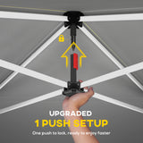 9.6 x 9.6 ft Pop Up Canopy Tent with 4 Sidewalls, UPF 50+ 1-Button Push Easy Setup Outdoor Instant Canopy