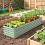 8'x2.6'x1.5' Galvanized Raised Bed, Large Elevated Planter Box for Growing Flowers