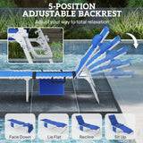 Tanning Chair with Face Hole and Side Table, Folding Outdoor Lounge Chair with Carry Straps