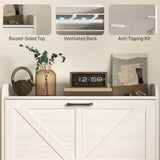 Narrow Shoe Storage Cabinet, Farmhouse Slim Shoe Cabinet with 2 Flip Drawers, Adjustable Shelves