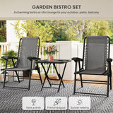 Ensemble bistro patio 3 pièces, ensemble table et chaises pliantes extérieures, ensemble de mobilier patio en métal avec porte-verres