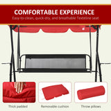Balançoire de patio 3 places, chaise convertible 2 en 1 lit plat, balançoire planeur avec auvent d'ombre réglable