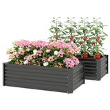 Set of 2 Galvanized Raised Beds for Garden