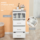 Small Bathroom Storage Cabinet, Floor Cabinet with 3 Drawers and Open Component