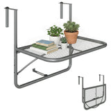 Table de rambarde suspendue à balcon ajustable, Petit bureau mural métallique avec support de rangement