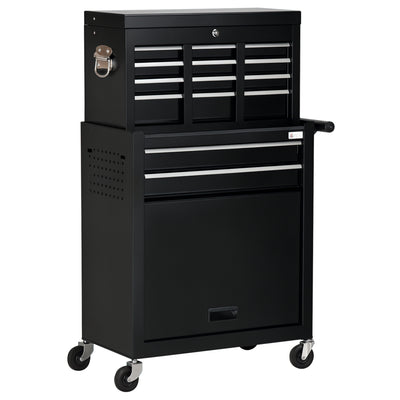 6-Drawer Tool Chest Set with 4 Wheels, Lockable Rolling Tool Box and Storage Cabinet for Garage Factory Workshop