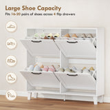 Shoe Cabinet with 4 Flip Drawers, Freestanding Narrow Shoe Storage Cabinet with Adjustable Shelves, Open Back