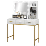Illuminated Dressing Table, 3 Drawers and Storage Shelves for Bedroom