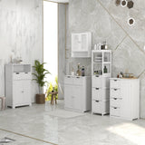 Meuble de salle de bain, Armoire de rangement pour salle de bain avec 2 tiroirs, Étagère réglable pour le salon