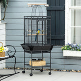 61.5 Inch Bird Cage Parakeet House for Cockatiel with Stand, Pull Out Tray, Storage Shelf, Wood Perch