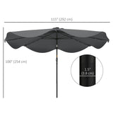 Solar Patio Umbrella with LED and Tilt, Outdoor Market Table Umbrella Parasol with Crank, 10 x 10 ft