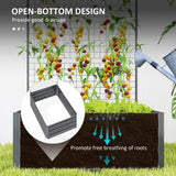 Galvanized Raised Garden Bed with Trellis for Climbing Plants, Outdoor Planter Box with Open Bottom