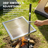 Swivel Campfire Grill, 360° Adjustable Heavy Duty Chrome-Plated Steel Campfire Cooking Grate