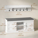 2 in 1 Coat Rack Shoe Bench Set with 6 Hooks and Shoe Storage Bench