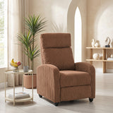 Corduroy Home Theater Seating, Push Back Recliner Chair with Padded Seat for Living Room
