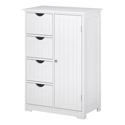 Bathroom Storage Cabinet, Floor Cabinet with Adjustable Shelf and 4 Drawers