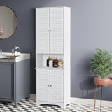 Tall Bathroom Storage Cabinet, Slim Bathroom Cabinet with 4 Shutter Doors and Adjustable Shelves