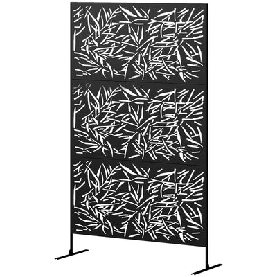 Metal Outdoor Privacy Screen, Freestanding Outdoor Divider with Stand, 78