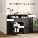 Sideboard, Buffet Cabinet with 4 Barn Doors and 3 Drawers, Coffee Bar Cabinet with Adjustable Shelves