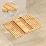 Bamboo Couch Arm Tray, Sofa Armrest Tray with Flexible Roll-up Design and Wide Compartment