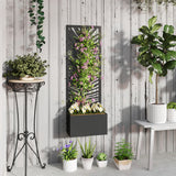 Raised Garden Bed with Outdoor Privacy Screen, Metal Planter Box with Trellis