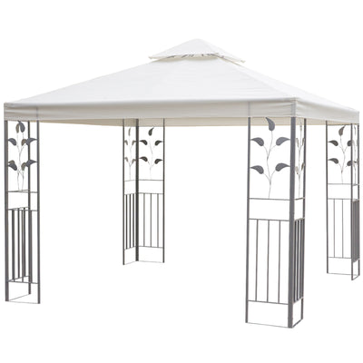 10' x 10' Outdoor Garden Metal Gazebo Patio Canopy Marquee Patio Party Tent Canopy Shelter Vented Roof Decorative Frame
