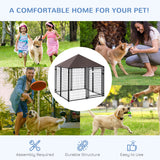 Outdoor Dog Kennel, Welded Wire Steel Fence, Lockable Pet Playpen Crate, 4.6ft x 4.6ft x 5ft
