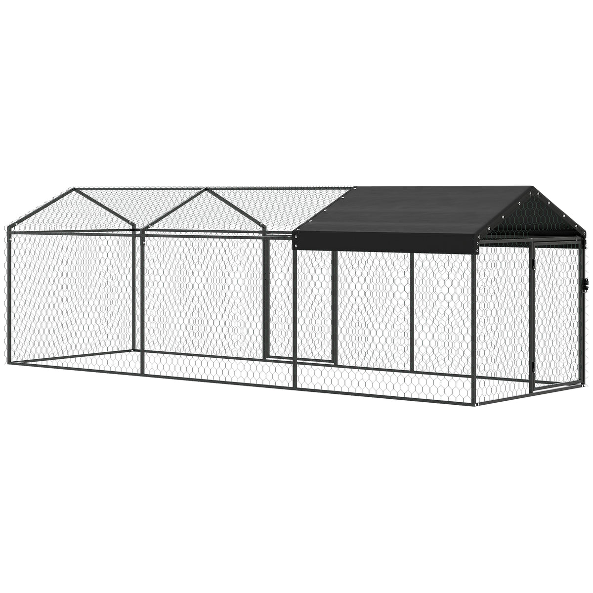 Grand Poulailler Métallique, Enclos à Poules avec Couverture Imperméable et Anti-UV pour 3-5 Volailles