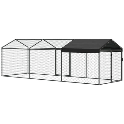 Large Metal Chicken Coop, Chicken Run with Waterproof & Anti-UV Cover for 3-5 Poultry
