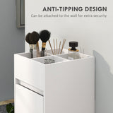 Slim Bathroom Cabinet, Bathroom Storage Cabinet with 4 Top Compartments, 3 Drawers & Towel Rack for Narrow Spaces