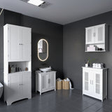Tall Bathroom Storage Cabinet, Slim Bathroom Cabinet with 4 Shutter Doors and Adjustable Shelves